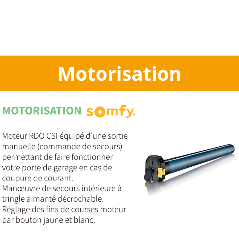 Porte de garage enroulable - Motorisation SOMFY Filaire ou Radio