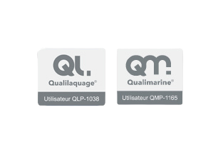 logo des labels de qualités de fabrication des menuiseries : Qualilaquage et Qualimarine