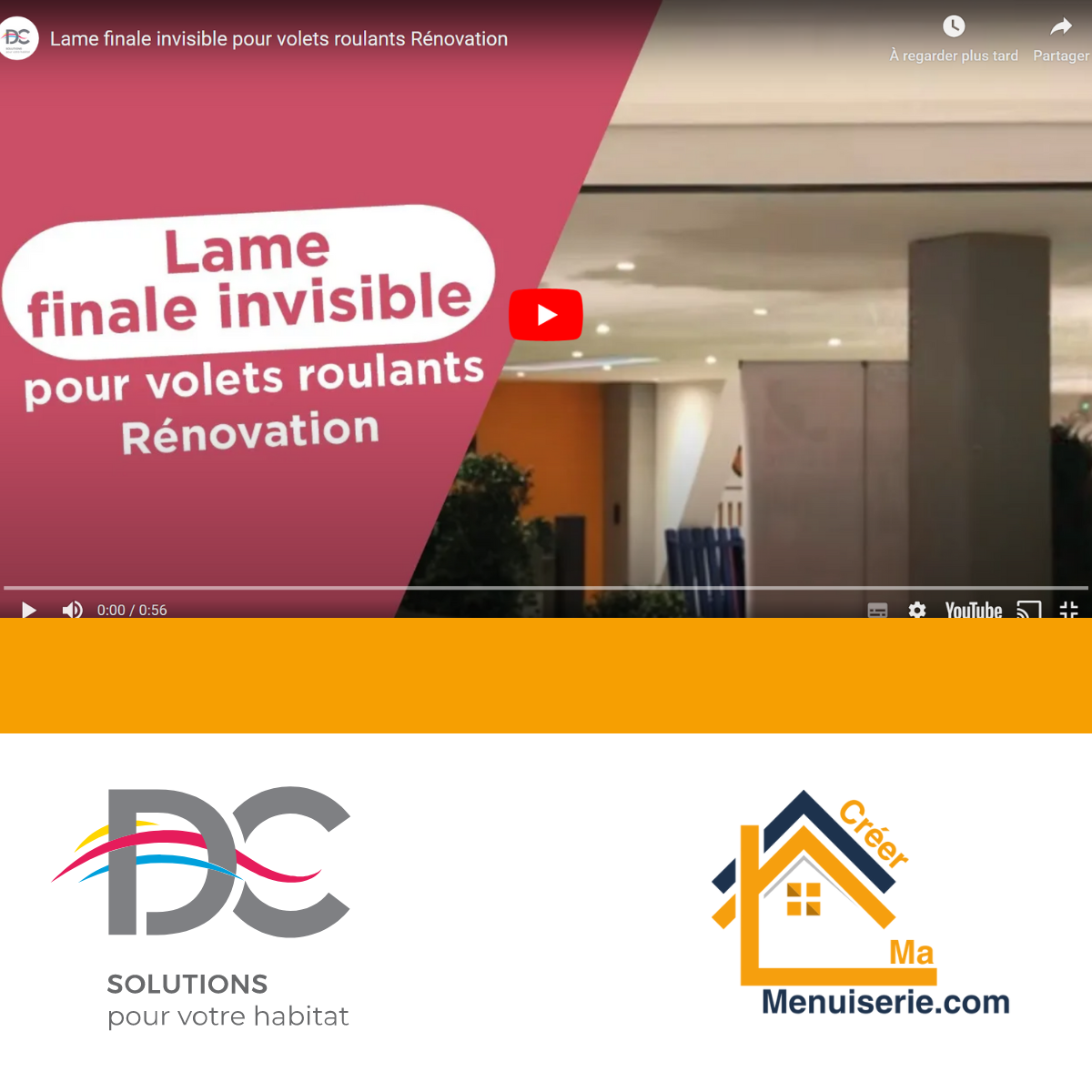 video comparatif la lame finale invisible et une lame finale strandard d'un volet roulant